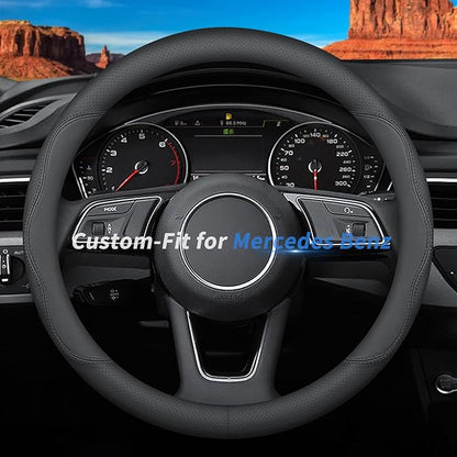 Deer Route Custom-Fit Leather Steering Wheel Cover for Mercedes Benz, B-Style, Non-Slip, Breathable