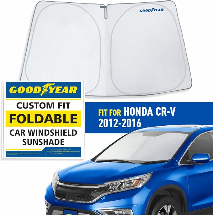 Goodyear Foldable Windshield Sunshade for Honda CR-V (CRV) 2012-2016, SUV car Accessories, Sunshade Cover, Sun Shade Car Windshield, Window Sun Blocker - GY008282