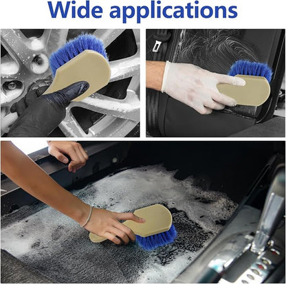 Hovom Car Wash Brush for Tire & Wheel Rim, Soft Bristle Wheel Cleaning Brushes, Short Handle Tire Cleaner Brush Releases Dirt and Road Grime, Universal Car Cleaning Supplies (Light Blue)