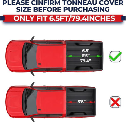 MOSTPLUS Quad FOLD Truck Bed Tonneau Cover Soft Compatible for 1988-2006 Chevy Silverado/GMC Sierra 1500 2500 3500 HD (Incl. 2007 Classic) | Fleetside 6.5 FT On Top