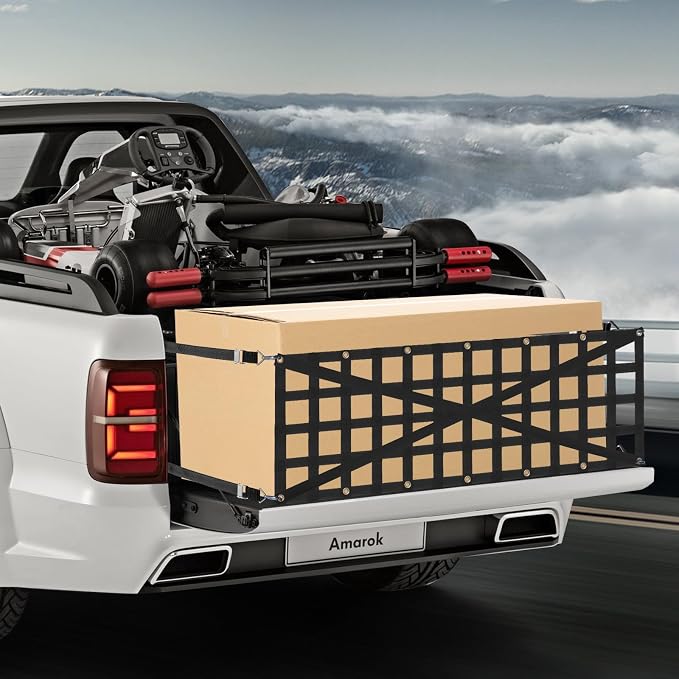 VEVOR Tailgate Net for Truck Bed, 54 in x 18 in, Cargo Net Durable with 4 Adjustable Buckle Straps, Cross-Reinforced Design, Extendable & Durable, Suitable for Truck, Trailer, Pickup, Boat, Jeep, SUV