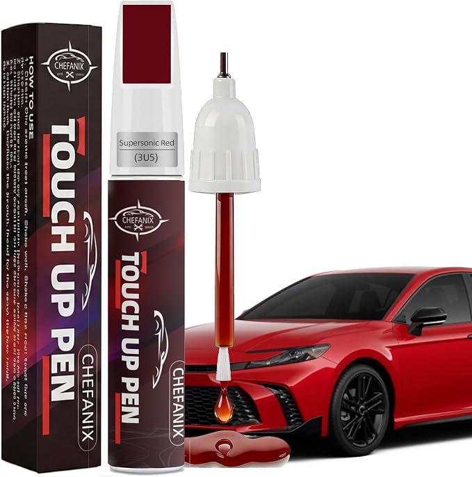 Supersonic Red (3U5) Touch Up Paint Pen Compatible with Toyota - Exact Color Match, 2-in-1 Brush & Pen,Car Paint Scratch Repair Kit for RAV4/Camry/Corolla/Tacoma/Highlander/Sienna