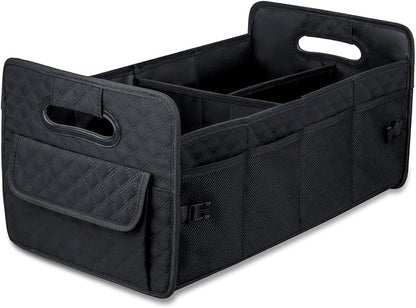 JiatuA Car Trunk Organizer for SUV, Car Storage Organizer Collapsible Multi Compartment Container Box, Adjustable Car Accessories for Women/Men, Black