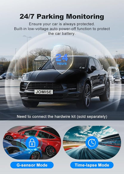 JOMISE 4K Dual Dash Cam Front and Rear,Dashcam for Cars with 3.2" Touchscreen, 64GB Card, GPS & 5.8GHz WiFi, Enhanced Night Vision, Parking Mode, Button & Touch Control, Support 256GB Max A80-T