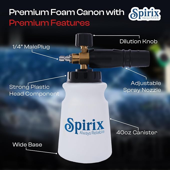 Foam Cannon for Pressure Washer - Heavy Duty Snow Foam Lance with Wide Neck 1L Bottle, Adjustable Foam Gun, 1/4" Quick Connector – Car Wash Soap Cannon Attachment for Deep Cleaning
