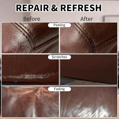 SHADAIWUYU 8.5oz Leather Recoloring Balm with 100ml Mink Oil,Medium Brown Leather Repair kit for Furniture and Car Interior,Leather Couch Scratch Repair,Leather Dye Paint,Mink Oil for Leather
