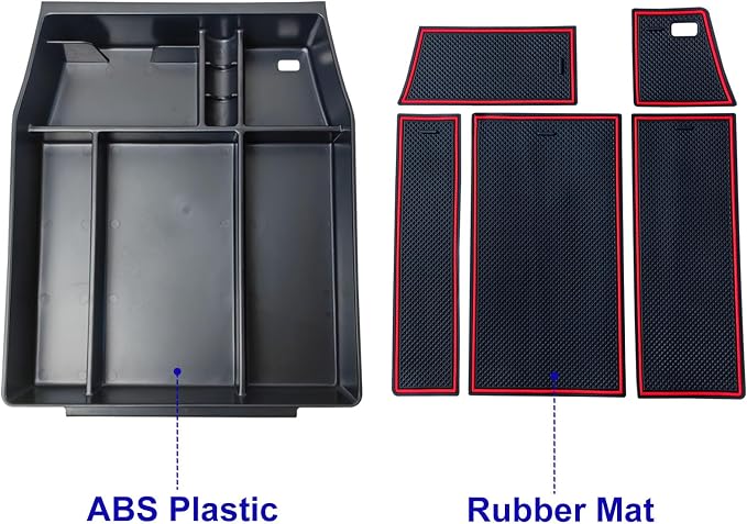 Zxiaochun Center Console Organizer Compatible with 2021 2022 2023 2024 Ford F150 Interior Accessories, Armrest Box Insert Storage Tray (Full Console w/Bucket Seats ONLY)-Red Trim