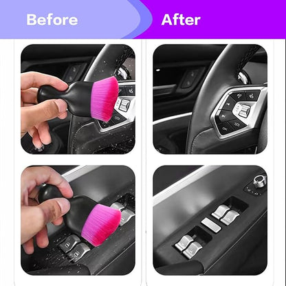 AOCISKA Car Interior Detailing Brush,Soft Bristle Cleaning Brush Car Detailing Brush Dusting Brush,Car Interior Cleaning Tool,Auto Detail Brush Car Dash Duster Brush (Black&Double Purple)