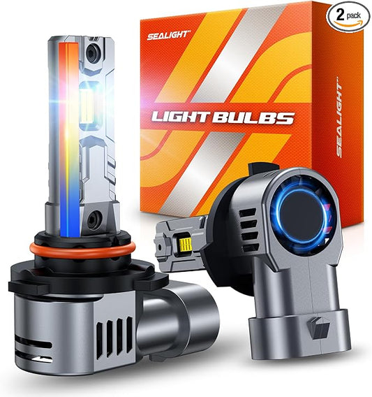 SEALIGHT S2S HB3/9005 Light Bulbs, 40000LM Super Brighter, 6500K Pure White 9005 Fog Bulbs, 60K+ Hours Lifespan, 2-Pack for Powersports/ATV Lamps
