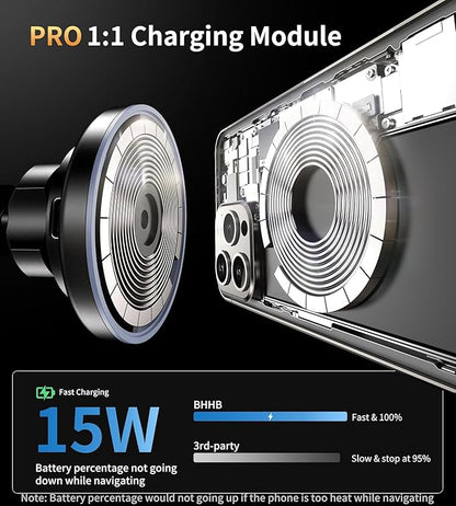 BHHB for iPhone 17 Magsafe Car Mount Charger, [2026 New] 15W 2in1 Magnetic Wireless Car Charger, fits for Magsafe Car Charger, Vent/Dashboard Phone Holder Mount for iPhone 17 16 15 14 13 12 Series