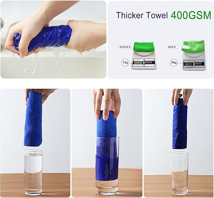 Microfiber Cleaning Cloth for Kitchen Housekeeping Dish Electronics Dust Rags Thick Lint Free Car Wash DryingTowel (12"x12") Green/Blue/Orange -6 Pack