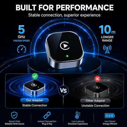 2 in 1 CarPlay Adapter for T Cross 2019 2020 2021 2022 2023 2024 2025 2026, CarPlay Wireless Adapter with Auto Reconnect Fast Pairing Bluetooth Connection Compact USB Dongle