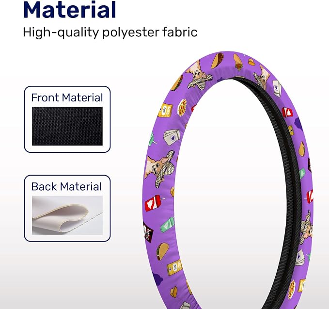 GENANY Fast Food Steering Wheel Cover, Non Slip Polyester Car Wheel Protector for Car SUV Truck, Universal 15 Inch