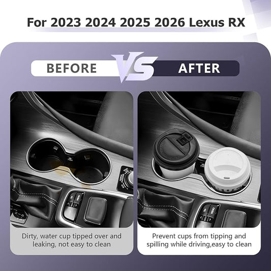 LUWU 2025 2026 RX350 Center Console Cup Holder Compatible with 2024 2025 2026 Lexus RX350/RX450/RX500 Accessories Premium Silicone Cup Holder Mat Spill-Proof, Easy Install & Clean, Black