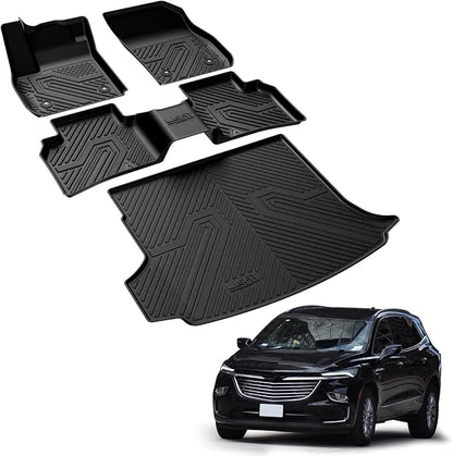 LASFIT Floor Mats for Buick Envision 2021-2026, TPE All Weather Protection Custom Fit 1st & 2nd Row Floor Liners and Trunk Mats Rubber Car Liners for Buick Envision Accessories, Black, Easy to Clean