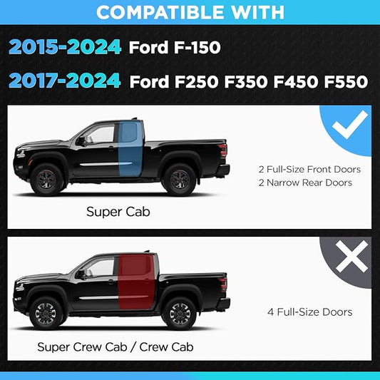 PZ 6 inch Black Aluminum Alloy Running Boards Compatible with 2015-2024 Ford F-150,2017-2024 Ford F250 F350 F450 F550 Super Cab Side Step Nerf Bars