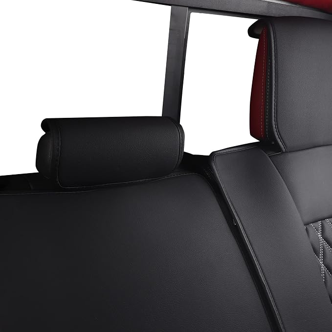 JOJOBAY Car Seat Covers for Dodge Ram,Fit 2009-2025 1500/2500/3500 HD Pick-up Truck,Crew,Regular,Quad,Mega Cab,Waterproof Synthetic Leather Seat Covers(5PCS-Full Set,Black-White)