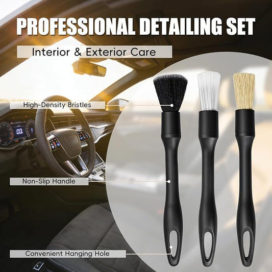 7PCS Car Detailing Brush Set, Soft Boar Hair Brush, Car Interior Detail Brush, Fiber Brush, Car Dust Removal Brush, Car Cleaning Gel, Cleaning Tool Set Suitable for Trucks, Cars, RVs, SUVs