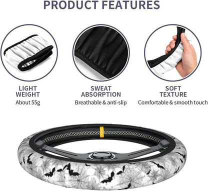 Halloween Steering Wheel Covers Non Slip Neoprene Universal 15 Inch Steering Wheel Protector Car Cover for Men Women