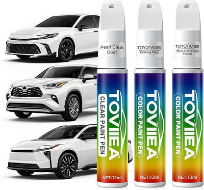 (089)Wind Chill Pearl Tricoat Touch Up Paint Compatible with TOYOTA,2-In-1 Car Scratch Remover Pen,Car Paint Scratch Repair Kit for Scratches,Chips & Nicks,3-PCS SET,Innovation Upgrade Version