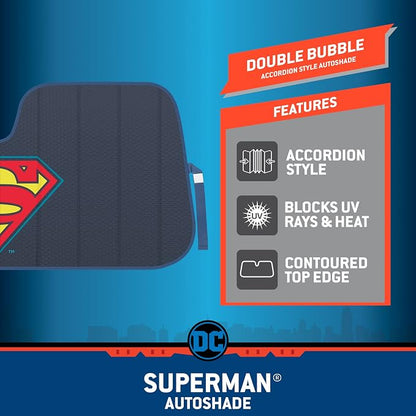 BDK New Superman 2022 Windshield Sunshade for Car Truck & SUV - Folding Car Sun Shade for Front Window, Auto Sun Visor Heat Protection, Sunscreen Blocks UV Rays and Keeps Vehicle Cool (58 x 27 Inch)