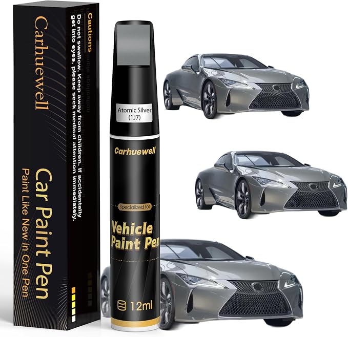 (1J7) Atomic Silver Touch Up Paint Compatible with Lexus, Exact Match Car Paint Pen Automotive Scratch Repair Remover Kit Quick & Easy Solution for Vehicle Chips and Nicks