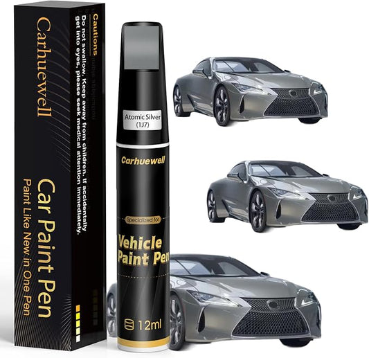 (1J7) Atomic Silver Touch Up Paint Compatible with Lexus, Exact Match Car Paint Pen Automotive Scratch Repair Remover Kit Quick & Easy Solution for Vehicle Chips and Nicks