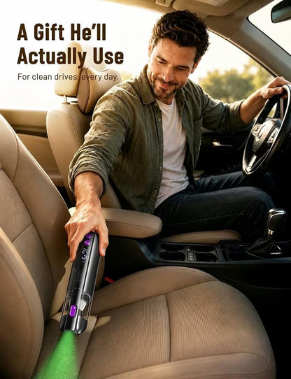 Handheld Cordless Car Vacuum Cleaner 15000Pa, 3-in-1 Portable Vacuum with LED Light,LED Display & Washable HEPA Filter,USB-C Rechargeable, up to 30-Min Runtime for Car, Home, Desk & Pet Hair(black)