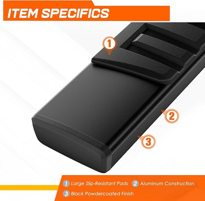 6" Black Aluminum Running Boards Side Step Nerf Bars Compatible with 07-19 Silverado Sierra 1500 2500 3500 Crew Cab