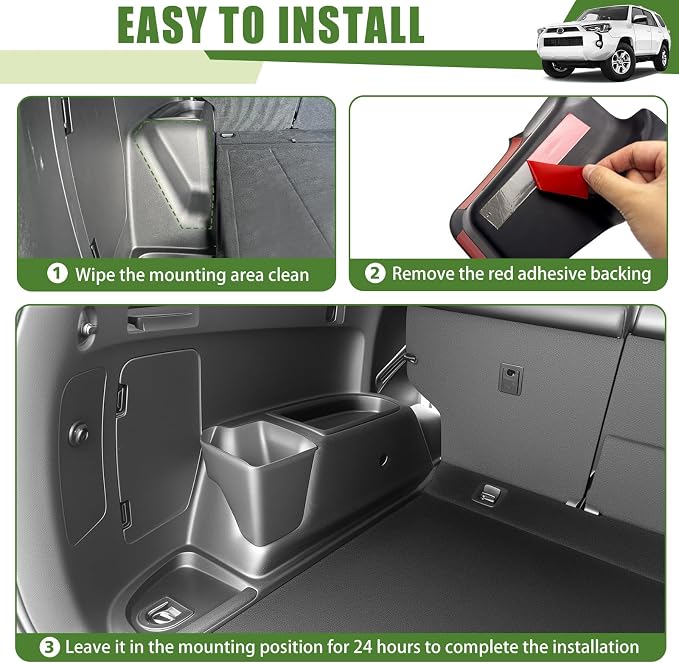 Trunk Organizer for 2010-2024 Toyota 4Runner 5-Seat 2nd Row(NOT Fit 7-Seat 3rd Row), Rear Trunk Storage Box Bin Cargo Tray for 10-24 4 Runner Interior Accessories(Left Side)