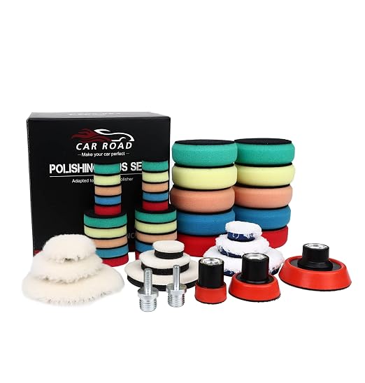 44-Piece Polishing Pad Kit for Drill & Polisher - Foam, Wool, Microfiber Buffing Pads with Backing Plate & Adapter, Car Detailing Supplies for Beginners & Professionals
