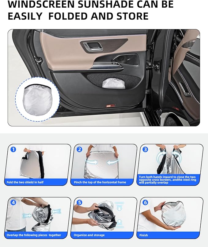 Custom Fit Windshield Sun Shade for Nissan Rogue 2014-2020, Blocks UV & Heat, Front Window Sunshade Accessorie, Easy Fold & Store Keep Your Car Cooler