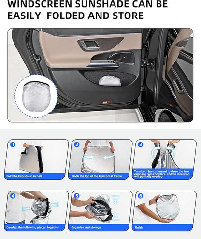 Custom Fit Windshield Sun Shade for Nissan Rogue 2014-2020, Blocks UV & Heat, Front Window Sunshade Accessorie, Easy Fold & Store Keep Your Car Cooler