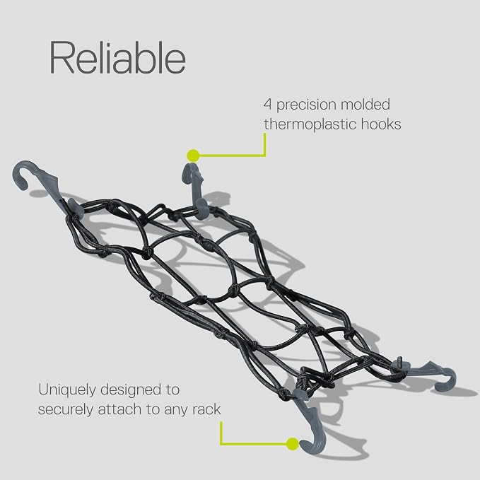 Small Cargo Net by Delta Cycle - Expandable Bungee Net with Hooks Stretches to 22" x 22" - Bike Cargo Net Keeps Your Gear Tightly in Place for Bikes & Kayaks