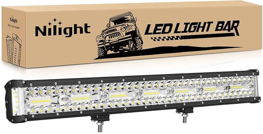 Nilight Side Shooter Light Bar 20 Inch Triple Row Spot Flood Combo Work Off-Road Lighting on Truck SUV ATV UTV