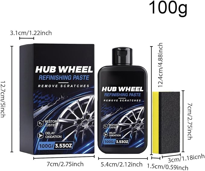 Tire Shine 100g Hub – Durable Gloss Polishing Balm Sponge, Dressing Paste Automotive, Truck Motorcycle SUV RV Sedan | Automotive Truck Motorcycle SUV RV Sedan Home Garage Workshop