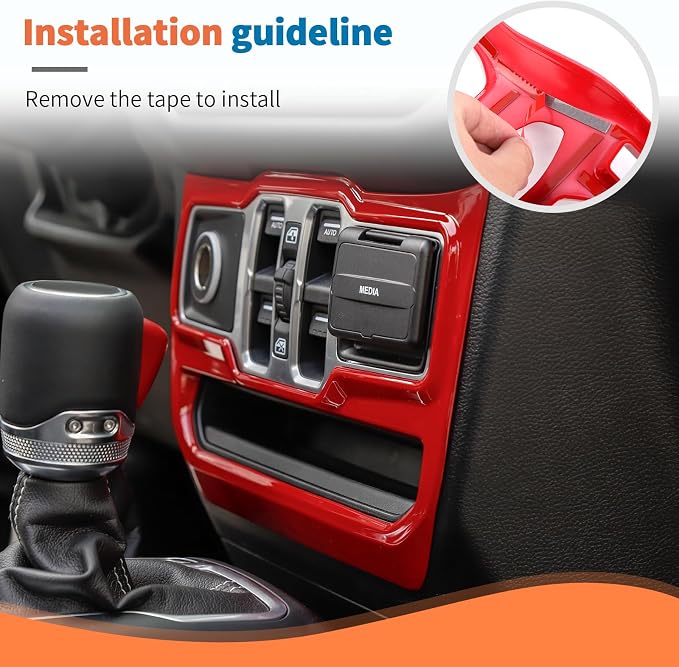 JeCar 11pcs Red Interior Trim Kit for 2024 2025+ Jeep Wrangler JL JLU & Gladiator JT