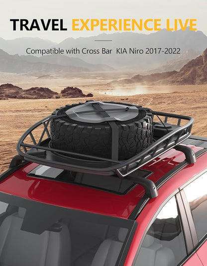 Tuyoung 300lbs Lockable Roof Rack Cross Bars Compatible with KIA NIRO 2017 2018 2019 2020 2021 2022, Heavy Duty Aluminum Roof Rails Crossbars Cargo Bars Canoe Snowboard Rooftop Black Carrier Luggage