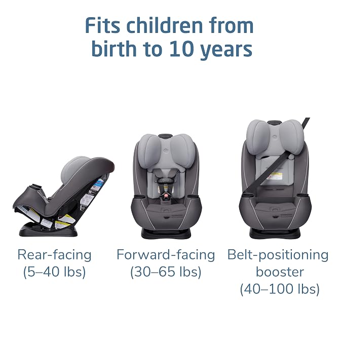 Maxi-Cosi Pria Max 3-in-1 Convertible Car Seat, Infant to Toddler Car Seat, ClipQuick Magnetic Chest Clip, Quick-Install Latch, Machine-Washable Cover, 5-100 lbs, Escargot