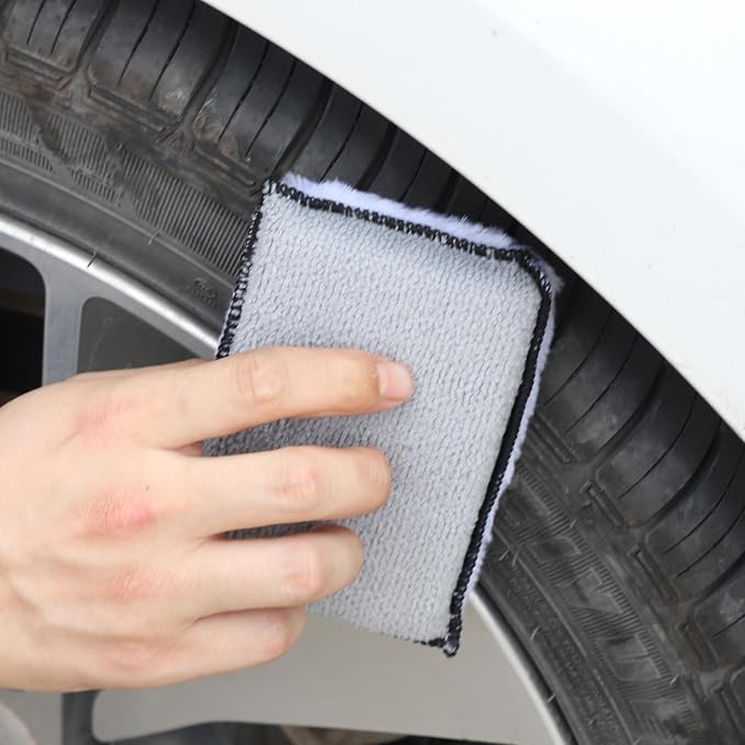 3 Pcs Car Interior Scrubbing Sponges, 5”x3” Auto Detailing Scrub Pads, Microfiber Car Wash Sponges, Interior Cleaning Sponge for Leather, Plastic, Vinyl, Upholstery