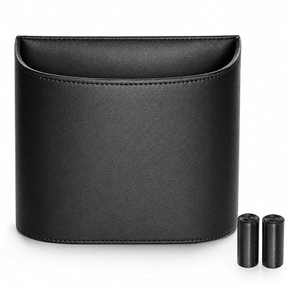 COZILO Leather Car Trash Can – Leakproof & Easy-to-Clean Car Garbage Can for Luxury Cars, SUVs & Trucks | Includes 60 Custom Liners, Secure Hook, Easy Install, Black