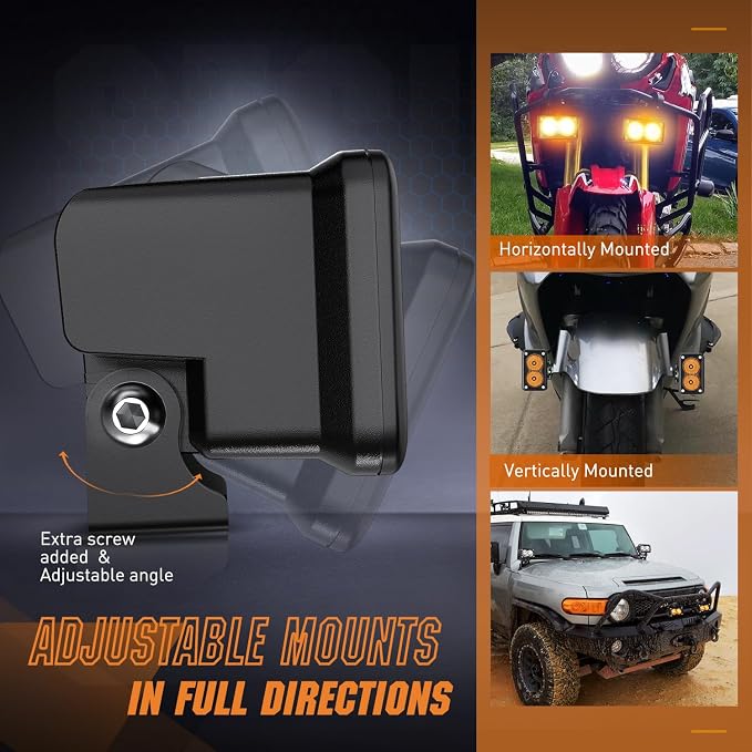 Nilight Amber Motorcycle Light Pods 2 PCS 3 Inch 1070LM Flood Offroad Driving Auxiliary Fog Lights Built-in EMC for Motorbike SUV ATV Truck Boat Tractor Forklift