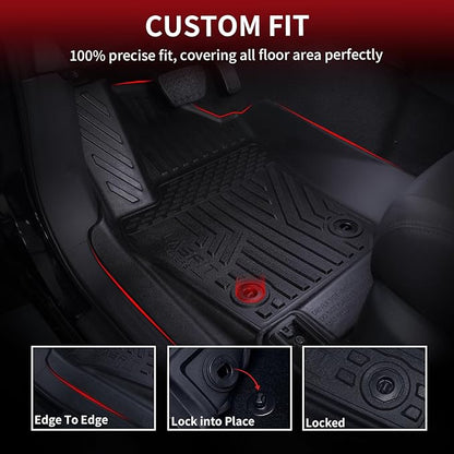 LASFIT Floor Mats for Toyota Tacoma 2024-2026 (Only Fit Hybrid) Double Cab, All Weather Floor Liner for Tacoma 2024 2025 2026 TPE Custom Fit Car Mats Front&Rear 2 Row Mats,Black