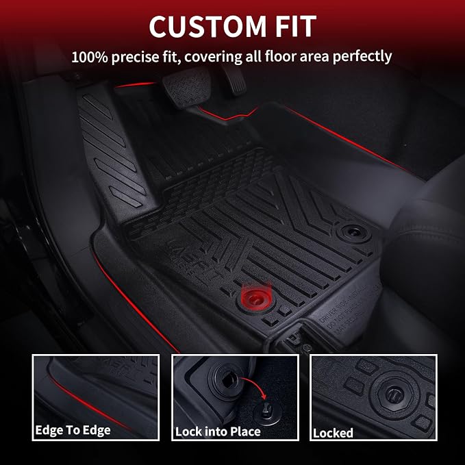 LASFIT Floor Mats for Toyota 4Runner 2013-2024 (Only for 7 Seats) All Weather Custom Fit Floor Liner for Toyota 4 Runner TPE Mats Front&Rear 3 Row Car Mats, Black