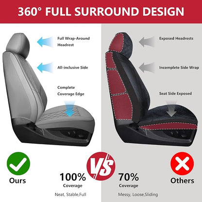 BABYBLU Chevy Silverado Seat Covers Full Set,Truck Seat Covers for Silverado GMC Sierra,Custom Fit 2007-2023 2024 2025 1500/2500HD/3500HD(Grey, Full Set)