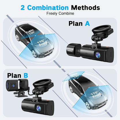 4K Dash Cam Front and Rear/Inside, Car Mount Dash Camera with 5G Wi-Fi, GPS, 3" IPS Screen, 64GB SD Card Included, Night Vision, G-Sensor, 24H Parking Mode, Loop Recording, APP Control, Black