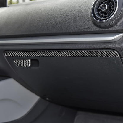 Real Premium Carbon Fiber Sticker Compatible with Audi A3 S3 RS3 8V 2013 2014 2015 2016 2017 2018 2019 Car Glove Box Storage Box Decor Kit Auto Interior Accessories Decal Style B 2PCS Black
