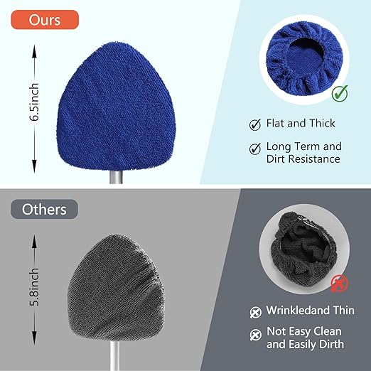 7 Pack Upgrade Car Windshield Cleaner Tool Bonnets, Microfiber Cloths for Inside Windshield Cleaning Tool Pads, Interior Windshield Cleaner Tool Replaceable Cleaning Bonnets, Fit 6.5”, Blue