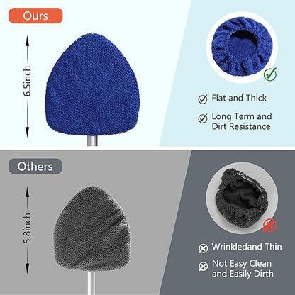 7 Pack Upgrade Car Windshield Cleaner Tool Bonnets, Microfiber Cloths for Inside Windshield Cleaning Tool Pads, Interior Windshield Cleaner Tool Replaceable Cleaning Bonnets, Fit 6.5”, Blue