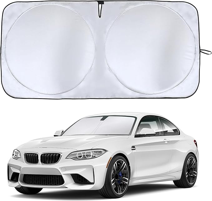 Econour 2026 Upgraded Car Windshield Sun Shade with Innovative No Light Pass High Coverage Technology, Foldable Window Sunshade for Car, Interior Cooling Accessory